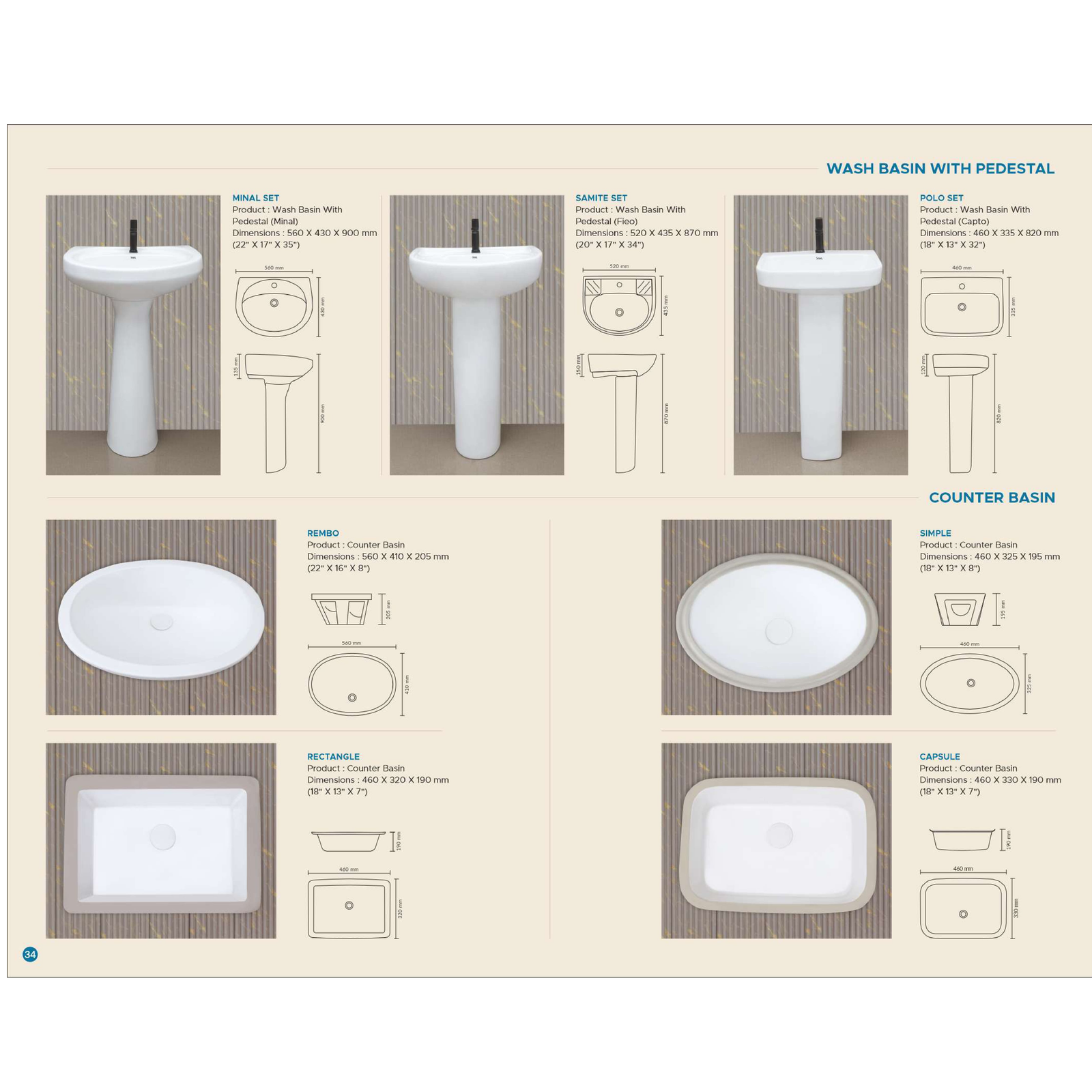 WASH BASIN WITH PEDESTAL - 003