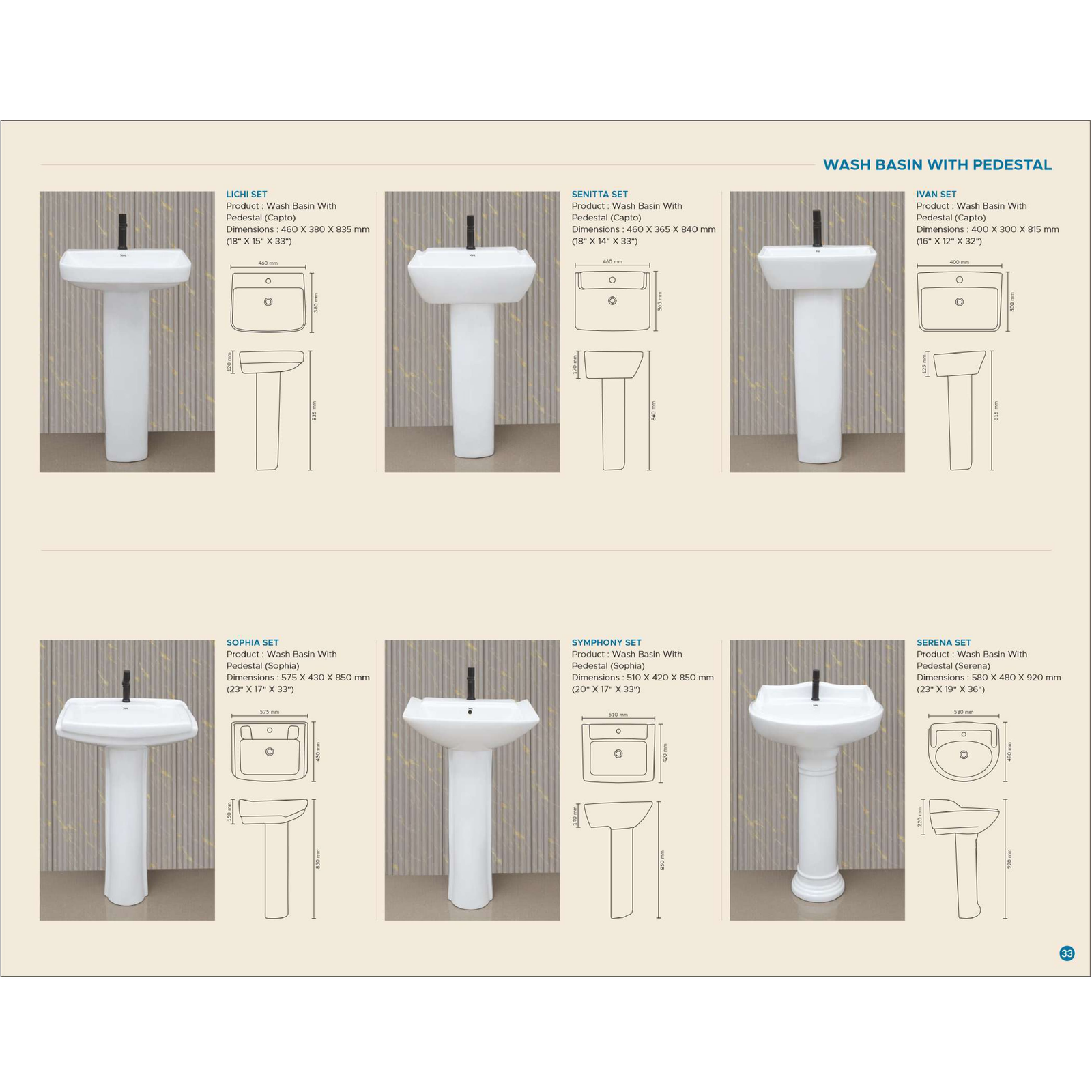 WASH BASIN WITH PEDESTAL - 002
